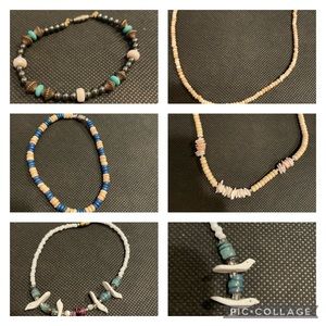 Five (5) Piece Jewelry Bundle - 2 necklaces, 2 anklets, 1 bracelet